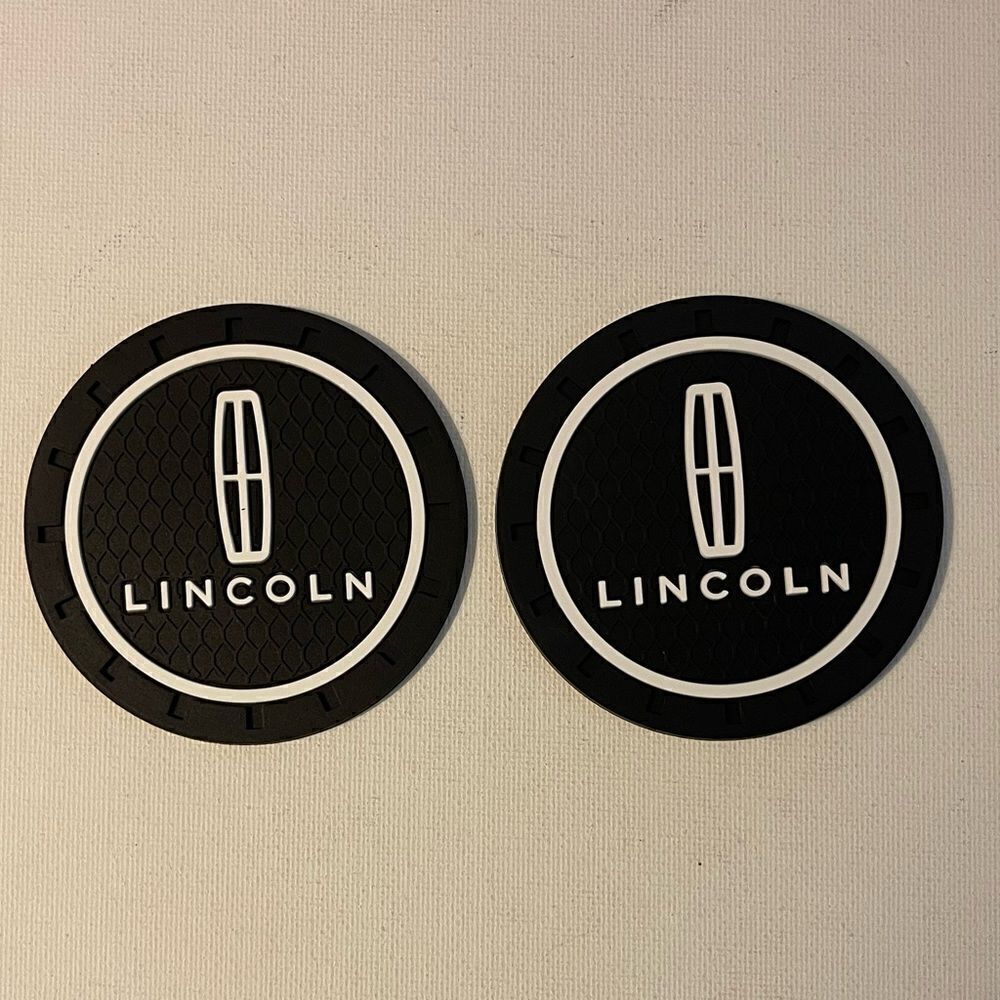 Lincoln Car cup Coasters in black. Set of 2 NWT